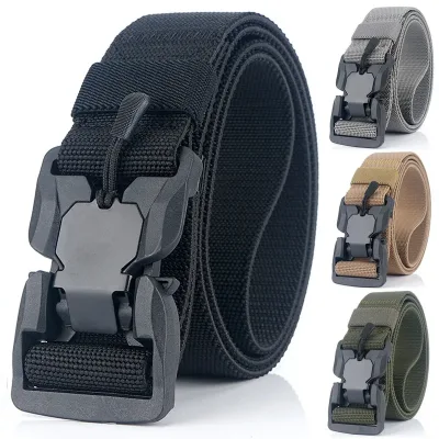 Men's Military Tactical Belt Quick Release Magnetic Buckle Army Outdoor Hunting Multi Function Canvas Nylon Waist Belts 