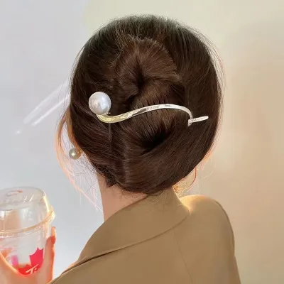 Metal Geometric Pearl Hair Clips