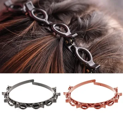 Double Bangs Twist Plait Clip Hair Hoop Headband Women