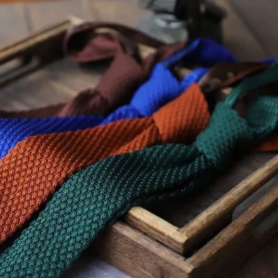 Men's Knitted Tie Solid Colourful Tie Skinny Narrow Slim Knit Warm Neck Gifts For Men Classic Woven Designer Daily Wear 