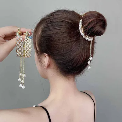 Pearl Hair Clip with Tassel