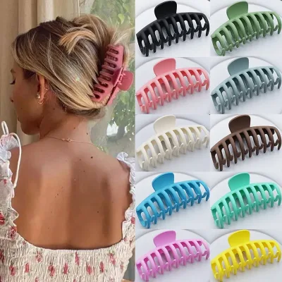 2022 New Large Size Hair Claws for Women Claw Clip Korean Headdress Soild Color Crab Hair Clip Hairpin Fashion Hair Acce