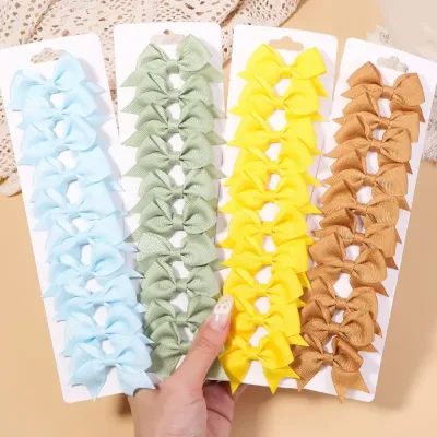 10Pcs/Set Solid Color Grosgrain Ribbon Hairpins for Kids Bows Hair Clips Boutique Handmade Headwear Girls Baby Hair Acce