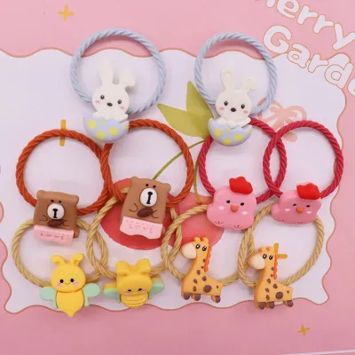 Animal Rabbit Bear Bee Giraffe Baby Scrunchie Ponytail Holder 2-Pack