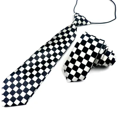 Narrow Polyester Black Simple Neckties For Men Women Skinny Slim Lazy Ties Kids Students Casual Shirt Carvat Checkered T
