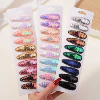Korean Gradient Sequin Metal BB Hair Clips Handmade 10-Pack Girls