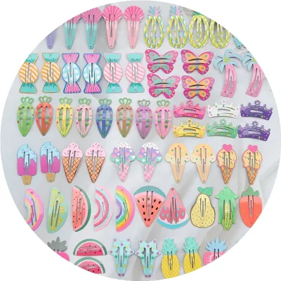 No Slip Metal Snap Hair Clips for Girls Barrettes for Kids Teens Women Cute Candy Color Cartoon Design Hair Pins Accesso