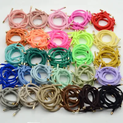 30PCS 5mm Twilled Cords Knotted Elastic Hair Bands Golden Caps Hair Ties for Girls Elasticity Ponytail Holders Hair Scru