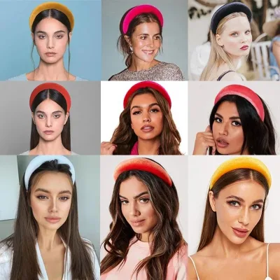 New Thicken Padded Hairbands Women Wide Bezel Headbands Hair Hoop Girls Silk Sponge Non-slip Hairband Fashion Hair Acces