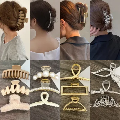 56Styles Hot Sale Korean Metal Gold Silver Women Hair Pins and Clips Claw  Accessories Geometric Crab Head Piece Ladies 