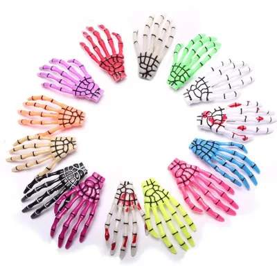 1/2Pcs New Creative Skull Hand Bone Hairpin Gripper Ghost Skeleton Hair Clips Hairclips Bone Claw Hair Accessories Gift 