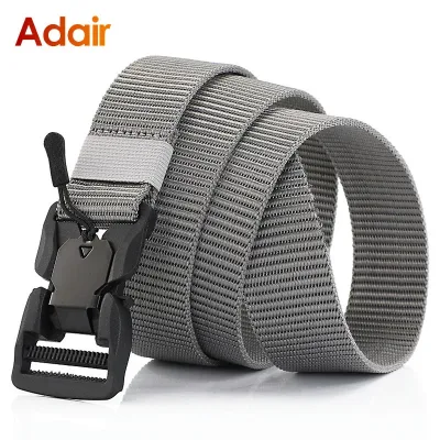 Man Belt Nylon Webbing Canvas Army Tactical Military Casual Elastic Plastic Magnetic Buckle Fabric Belt High Quality Jea