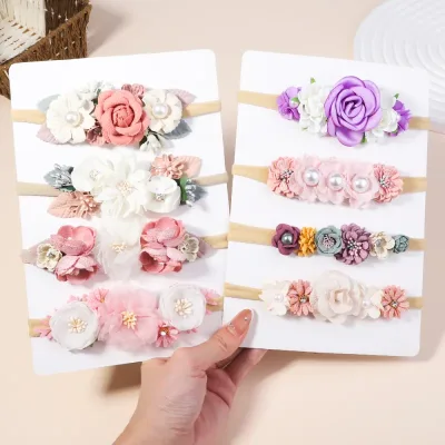 1Pcs Baby Girl Headband Cute Flower Elastic Hair Band Newborn Head Toddler Headband Headwear Kids Accessories Christmas 