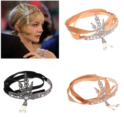 New Great Gatsby Headband Hat 1920's Hair Cap Silver Ivory Daisy Vintage Flapper Great Gatsby Flapper Costume Dress Acce
