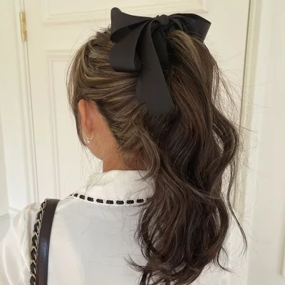 Lystrfac New Banana Clip Bow Hair Clips for Women Girls Back Head Double Layer Hairpin Horsetail clip Fashion Hair Acces