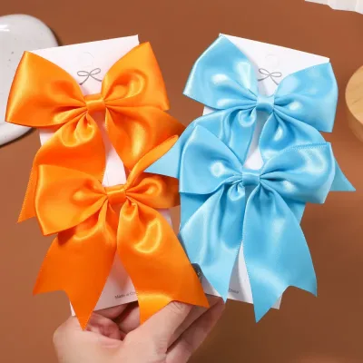 2pcs/set Solid Color Ribbon Grosgrain Bows Hair Clip for Kids Girls Hairpins Barrettes Handmade Baby Headwear Hair Acces