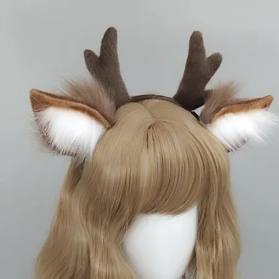 Cute Plush Antler Headband Fashion Cosplay Deer Ear Head Hoop Lolita Hair Bands Holiday Party Christmas Women Hair Acces