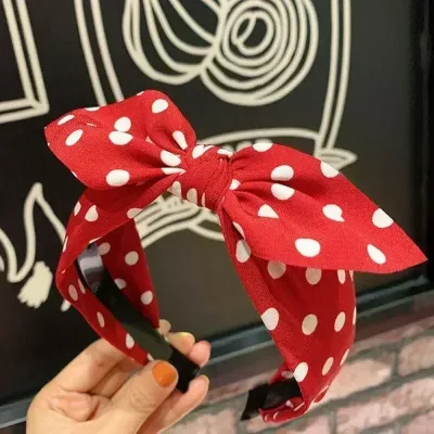 Wide Bow Knot Cross Polka Dot Headband Korean Sweet Hair Hoop