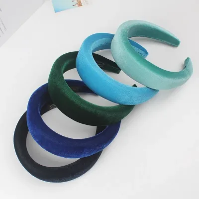 Women's Velvet Headband Padded Hairband Wide Sponge Hair Hoop Band Accessories