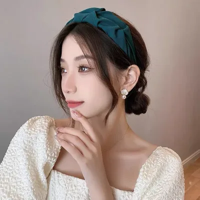 2023 Fashion Hair Hoop for Women Girls Flower Solid Color Headbands Designer Fold Wide Edge Hairband Hair Accessories He