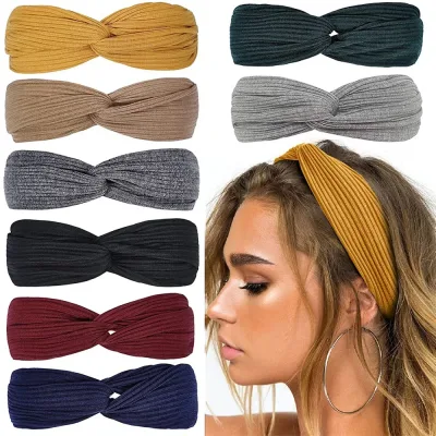Boho Soft Knotted Twist Turban Headband for Sport and Yoga