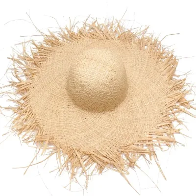New Band Handmade Women Straw Sun Hats Large Wide Brim Gilrs High Quality Natural Raffia Panama Beach Straw Sun Caps For