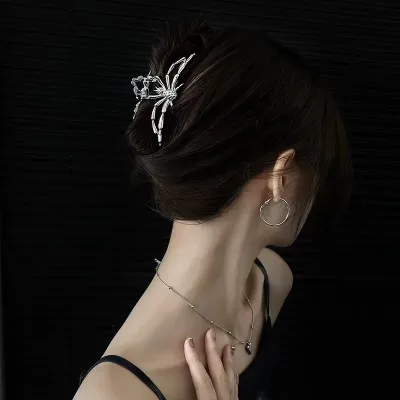 Silver Spider Hair Clips