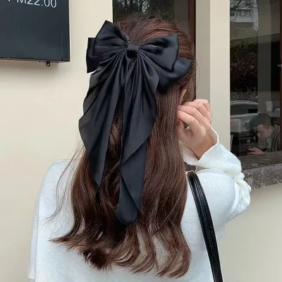 Large Bow Ribbon Hair Clip Barrette Women Girls Ponytail Headband