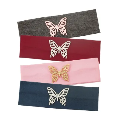 Baby Girls Butterfly Cotton Headbands Casual Fashion Soft Elastic Headwear Girls Kids Childs Hair Accessories Toddler Ha