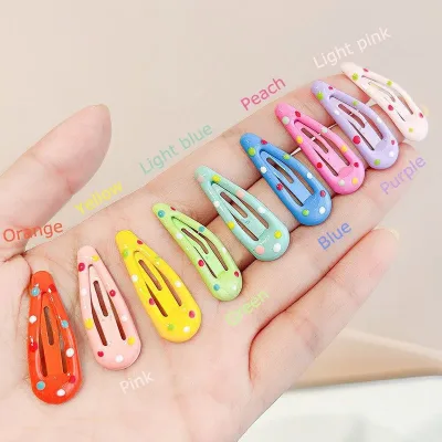 40Pcs/Lot DIY Hair Accessories 3cm Hairpin Candy Color Children Hair Clip Polka Dot Barrette Water Dropping Cute Girls H
