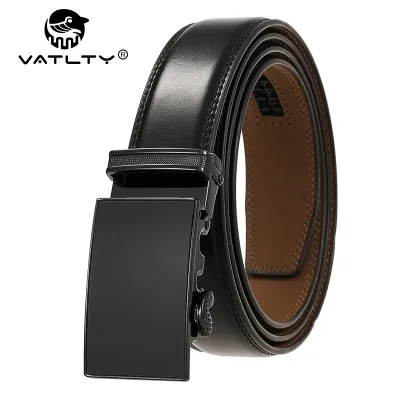 VATFLY Men's 30mm Genuine Cowhide Leather Belt Alloy Auto Buckle No Hole
