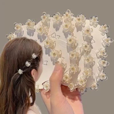 Mini Sweet Cool Flower Hair Claw Girl Small Transparent Crystal Hairclip Buttons Hairpin Headdress Children Kids Accesso