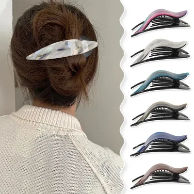 New Fashion Very LargeLuxury  Boutique Simple Striped Duck Beak Clip Hairpin Barrettes for Women Girl Accessories Headwe