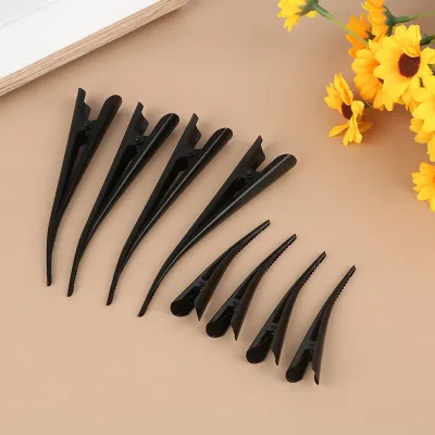 4Pcs Long Metal Hair Clips Hollow Flower Duckbill Hair Clamps Hair Accessories Duck Teeth Hairdressing Salon Tip Clip Bl