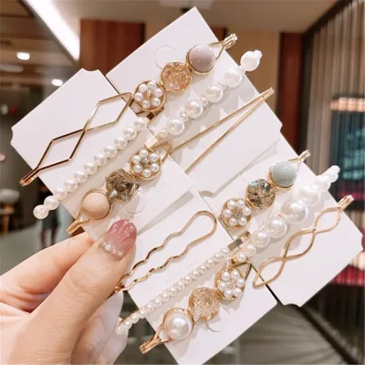Pearl Rhinestone Hair Clip Set