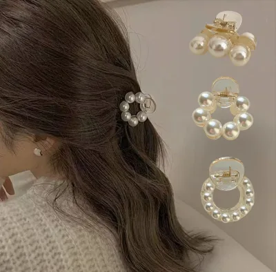 Sweet Mini Round Pearl Hair Clips for Women Girls Hair Claw Chic Barrettes Claw Crab Hairpins Styling Fashion Hair Acces