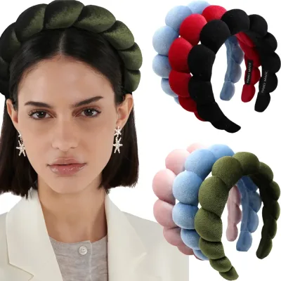 Wide Padded Velvet Sponge Headband Non-Slip Thick Bezel Women