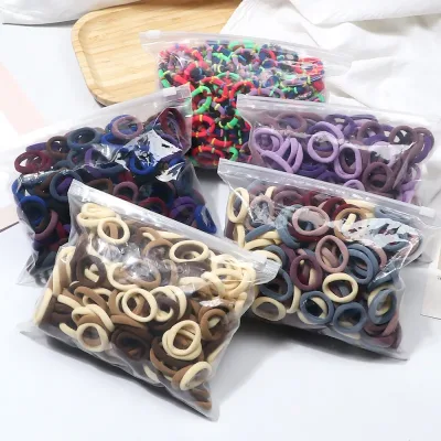 200-Pack Children's Dark Colour Elastic Hair Bands 3cm No-Damage