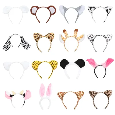 Animal Ears Headband Cartoon Plush Dog Zebra Tiger Cosplay Party