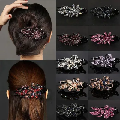 New Shiny Rhinestone Hairpin Flower Leaf Duckbill Hair Claws Retro Hair Clips Accessories For Women Shinning Ponytail He