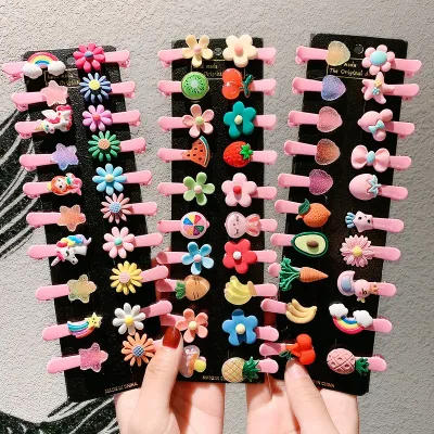 20Pcs/Lot Children Hair Accessories Cartoon Animal Fruit Flower Hairpin Cute Kids Headwear Duckbill BB Hair Clip Girls H