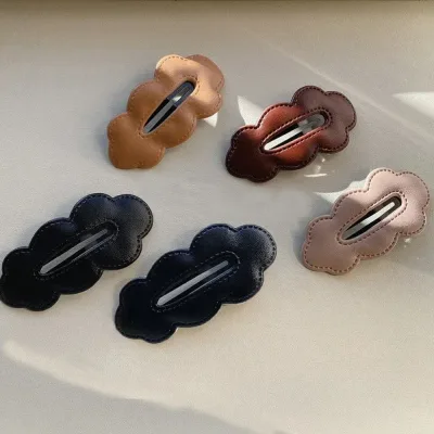 2pc Wholesale Retro Cute PU Korean Hair Side Clips BB Hairpin for Women Girls Child  Headband Hair Accessories Headwear 