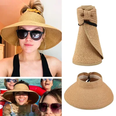 Foldable Straw Sun Visor for Women