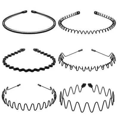 6pcs Metal Headband For Men Women Fashion Hair Bands Outdoors Sports Non Slip Smooth Elastic Teeth Comb Unisex Hair Acce