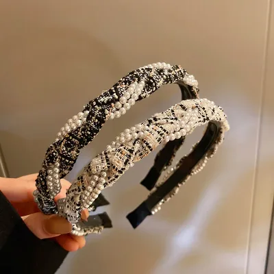 Pearl Wrapped Headwear for Women Texture Retro Headbands Temperament Fashion Luxury Designer Hair Accessories 2023 New I