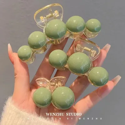 2023 Summer Pearl Hair Clip Claw For Women Transparent Hairpin Girls Large Hairclip Small Cherry Ponytail Shark Clip acc