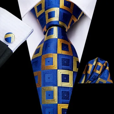 Blue Yellow Plaid Silk Tie