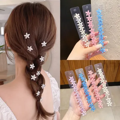 10PCS/Set Hair Clip Braided Hair Small Flower Hair Buttons Hairpin Girl Cute Headdress Girl Mini Hair Claw Hair Accessor