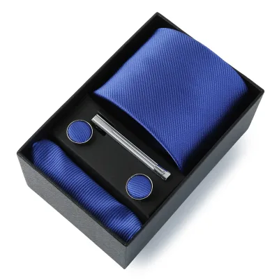Top Quality Classic Business Ties Hanky Cufflink Clips Set Solid Color Necktie For Men Slim Gravatas Wedding Party In Gi