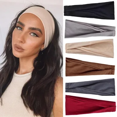 Fashion Solid Color Elastic Hair Bands Yoga Headband Women Turban Makeup Hair Hoop Vintag Headwrap Hair Accessories Whol